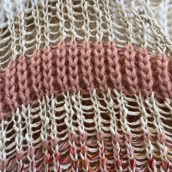 American Rag Open Knit Boho Stripe Sweater L Coastal Slouchy Beach Pullover - Picture 6 of 6